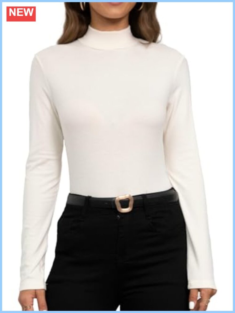 Womens Mock Turtleneck Long Sleeve Thermal Underlayer Top Stretch Lightweight
